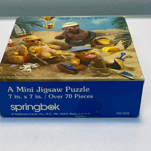 Vintage Springbok "The Beach Bears" Mini Jigsaw Puzzle 7" x 7" Hallmark Cards - Picture 4 of 7